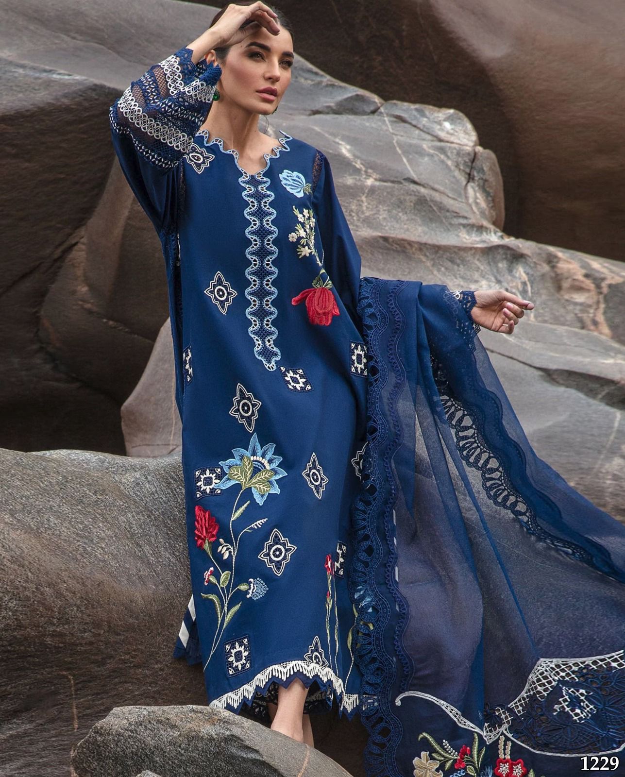 Crimseon 1229 Lawn Suit with heavy embroidery and khaddi net dupatta for Eid 2026 in Pakistan