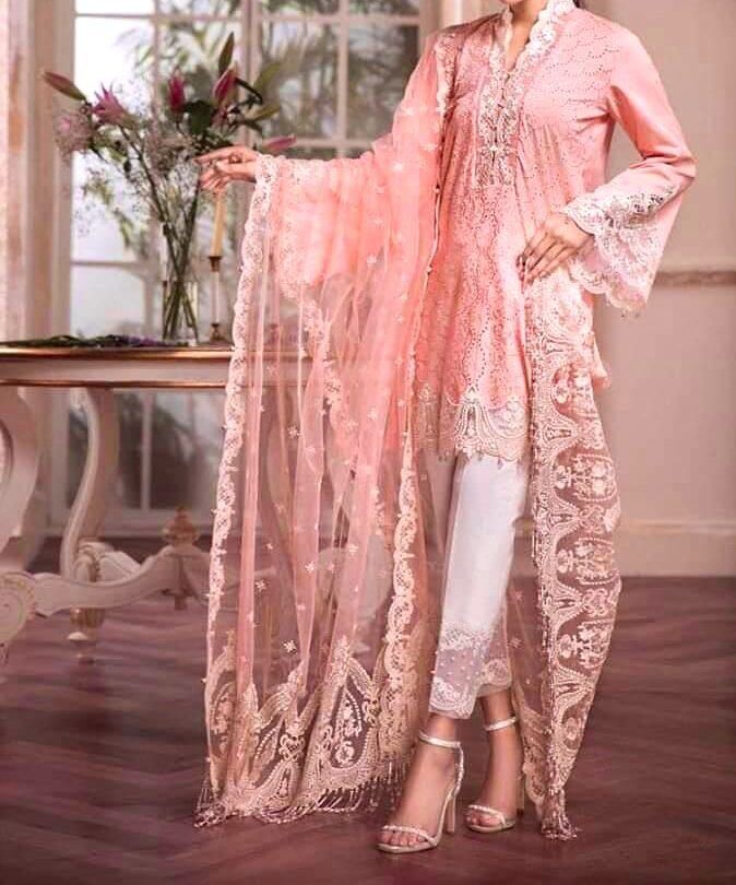 Zarqaaa Anaya Chikankari Lawn Suit Code 591 – Organza Dupatta