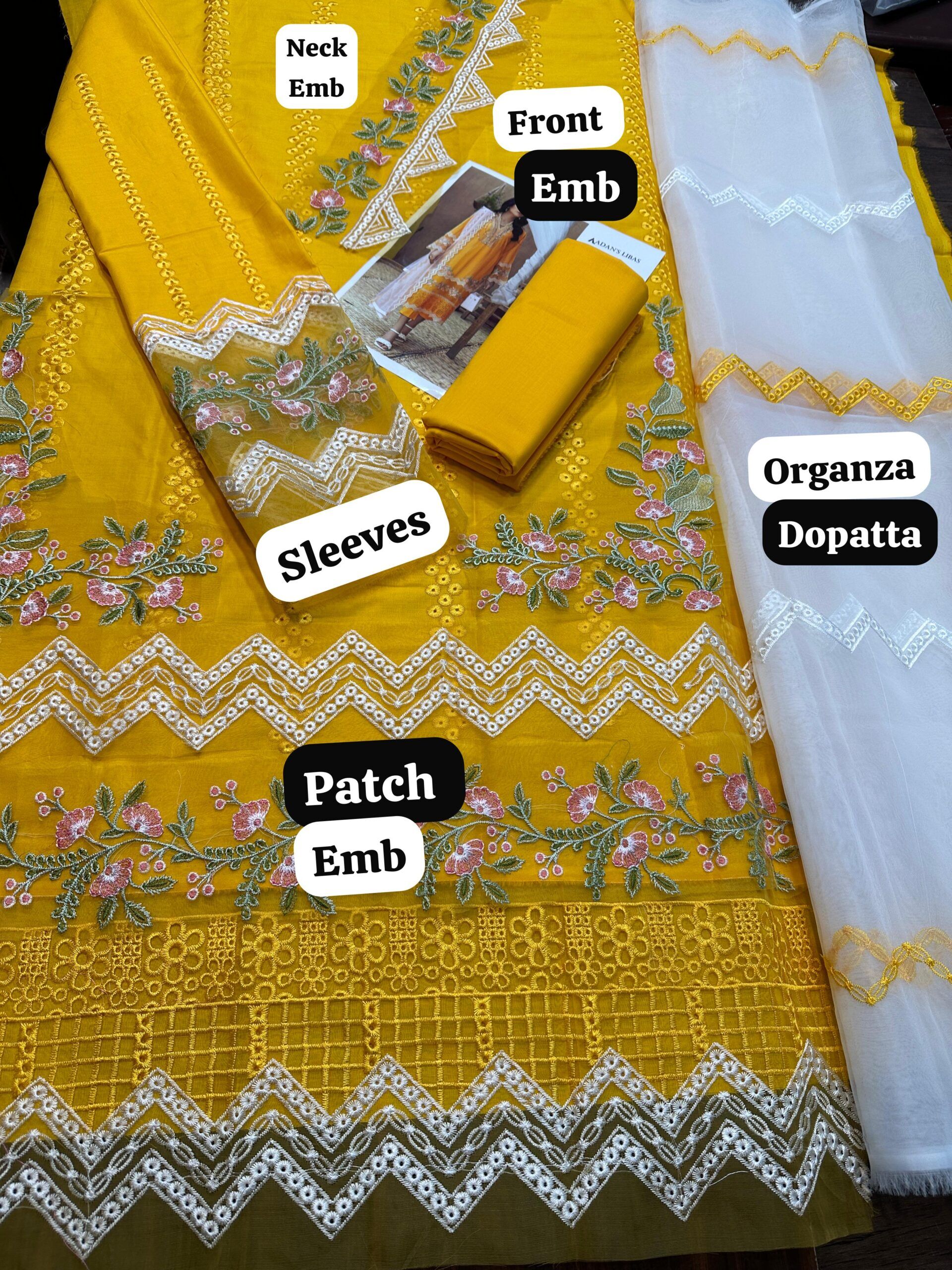 Zarqaaa Adan Libas Chikankari Lawn Suit – 3PC | Summer 2K25 - Image 3