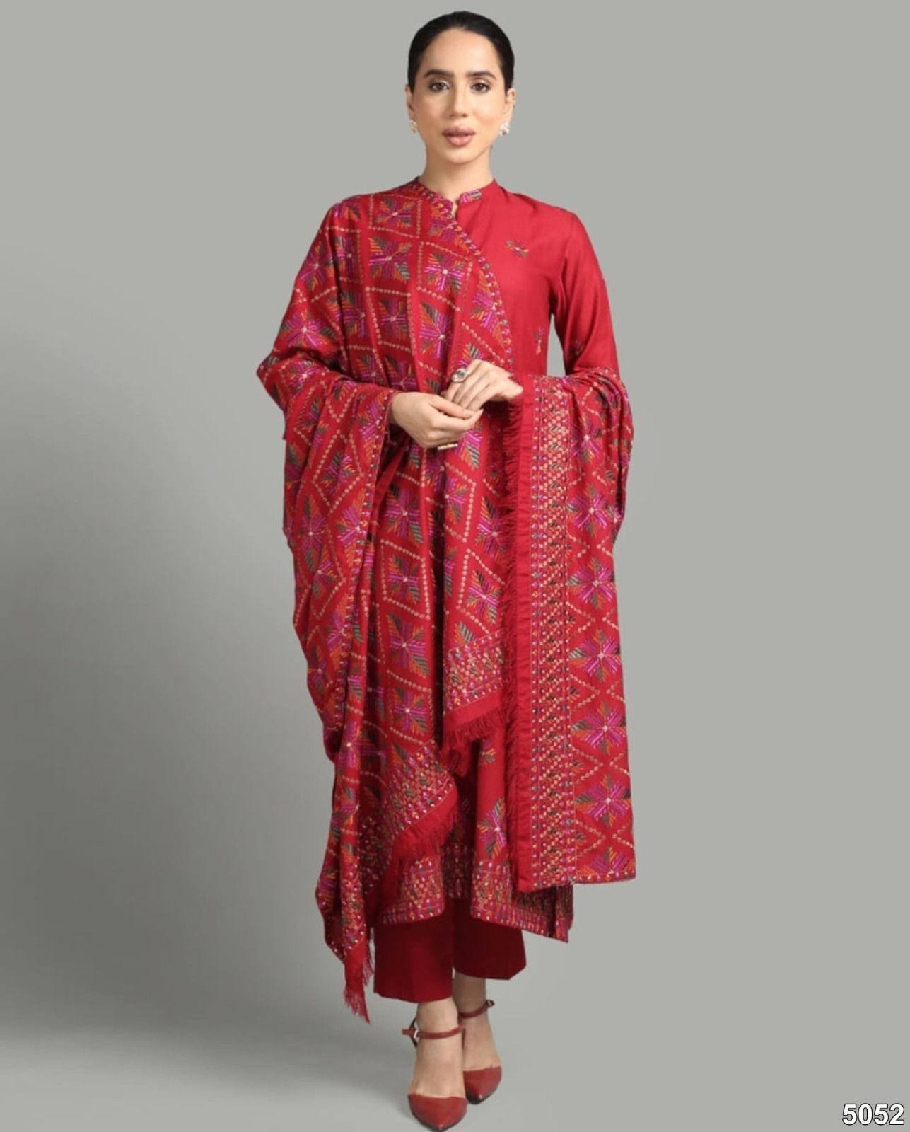 Bareeze 5052 Winter Dhanak Suit with Kashmiri embroidered shawl