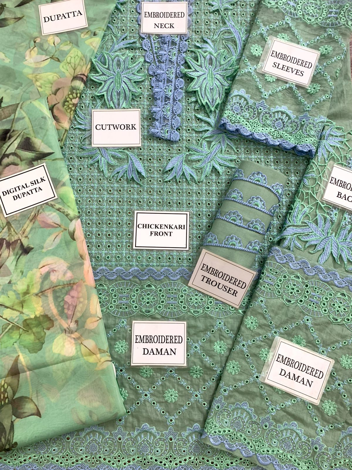 Mushq Chikankari Lawn Suit 3PC Silk Dupatta - Image 7