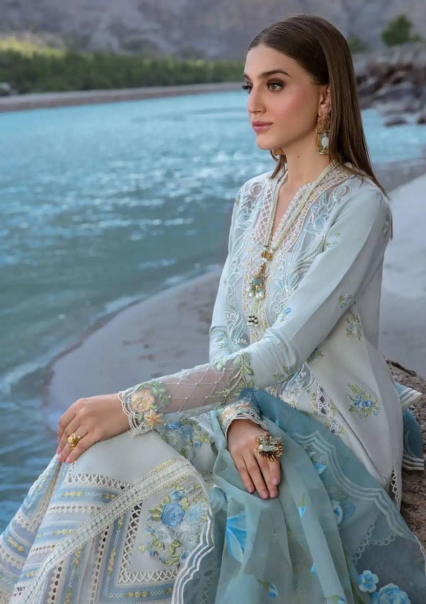 Crimson Lawn Cotton Suit 3PC Silk Dupatta - Image 5