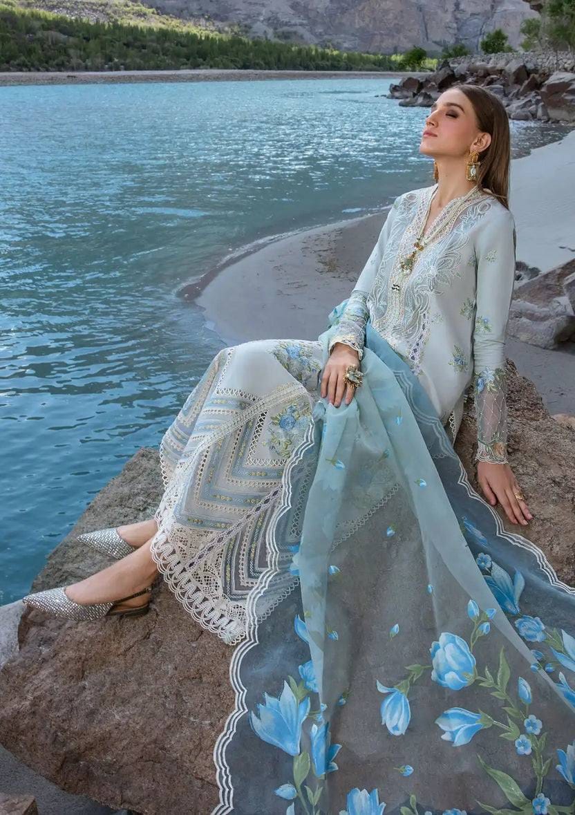 Crimson Lawn Cotton Suit 3PC Silk Dupatta - Image 6