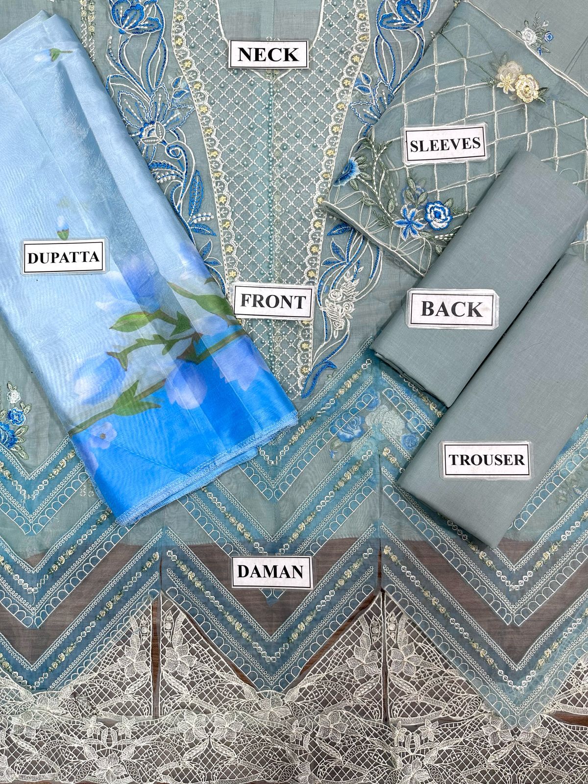 Crimson Lawn Cotton Suit 3PC Silk Dupatta - Image 3