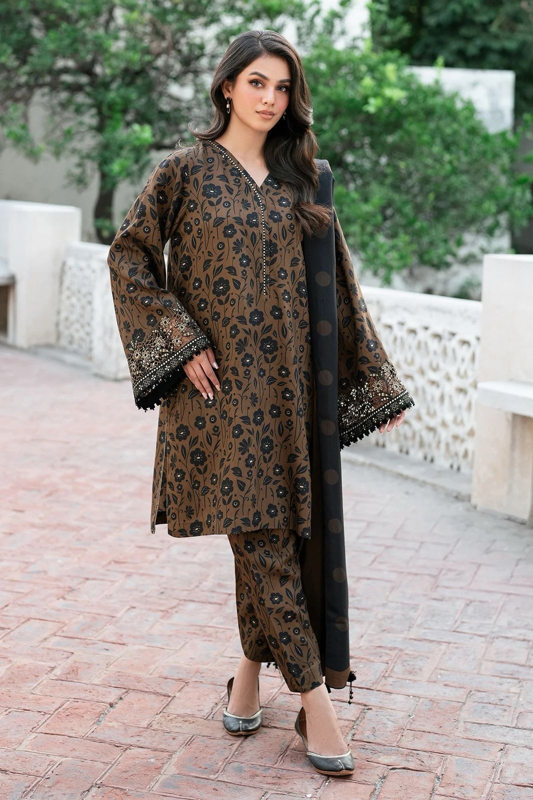 Baroque Lawn Silk Suit 3PC digital silk dupatta summer dress