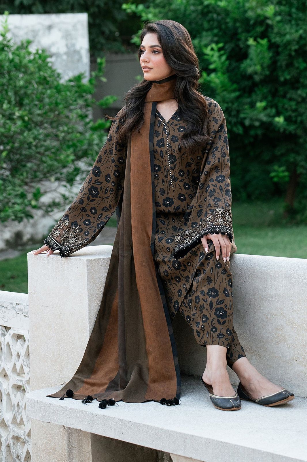 Baroque Lawn Silk Suit 3PC Replica Summer Wear - Image 6