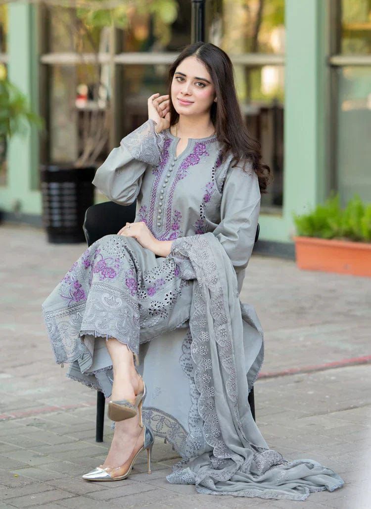 Mushq Pima Lawn Suit 3PC Chiffon Dupatta - Image 4