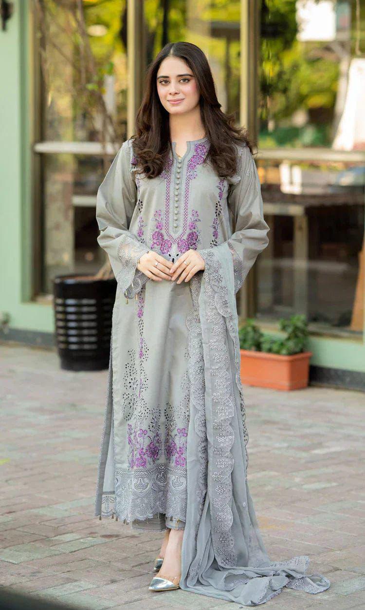 Mushq Pima Lawn Suit 3PC chiffon dupatta embroidered